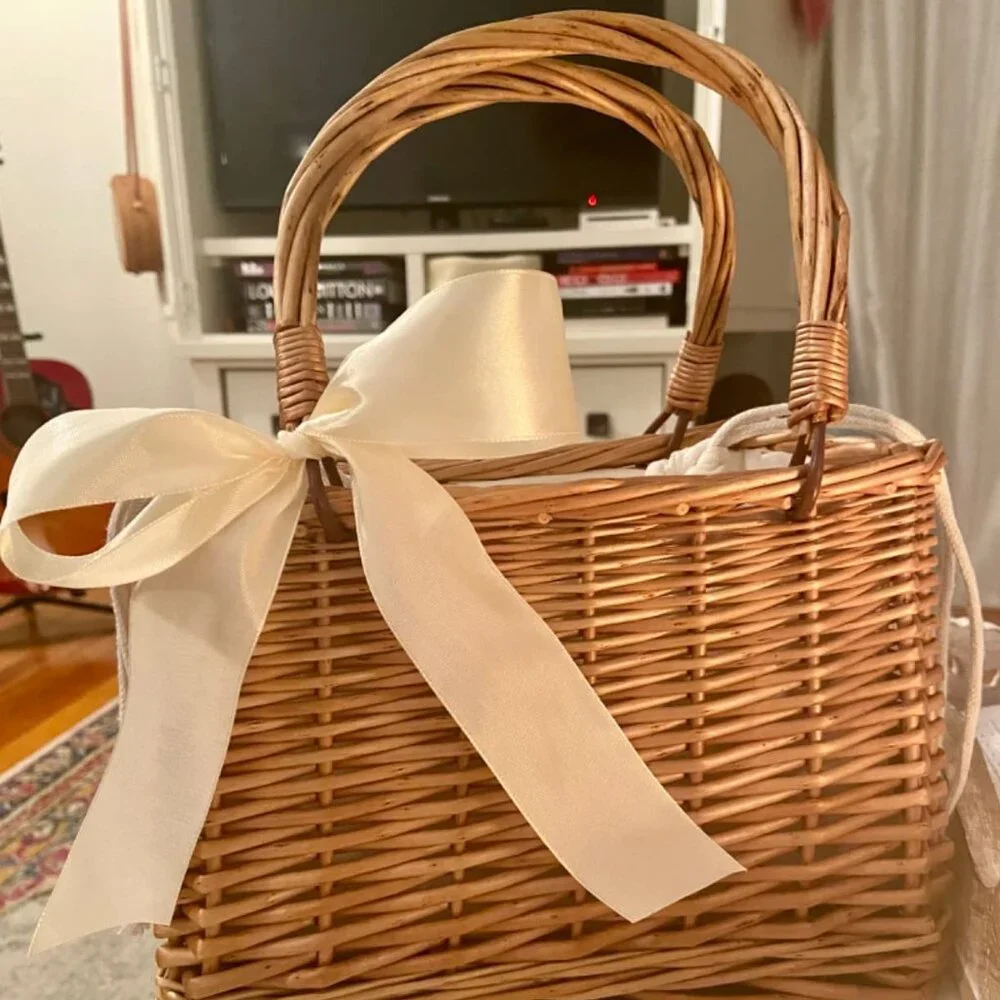 Neiman Marcus Natural Handwoven Wicker Handbag - Picture 1 of 6